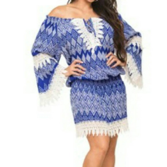 Tbags Los Angeles Womens Off Shoulder Lace Fringe Mini Dress Size XS - Picture 1 of 10